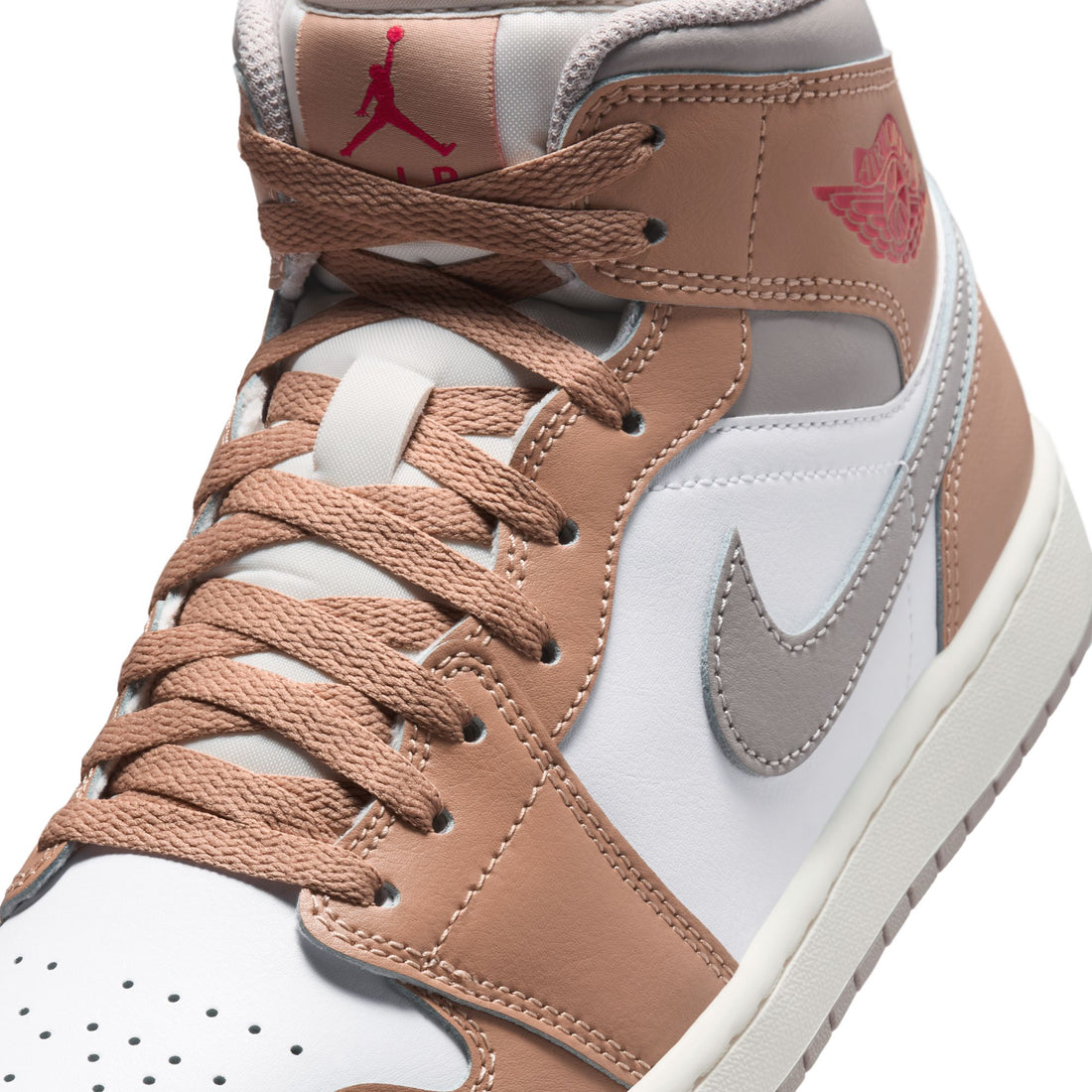 Air Jordan 1 Mid (Hemp/Fire Red/White)