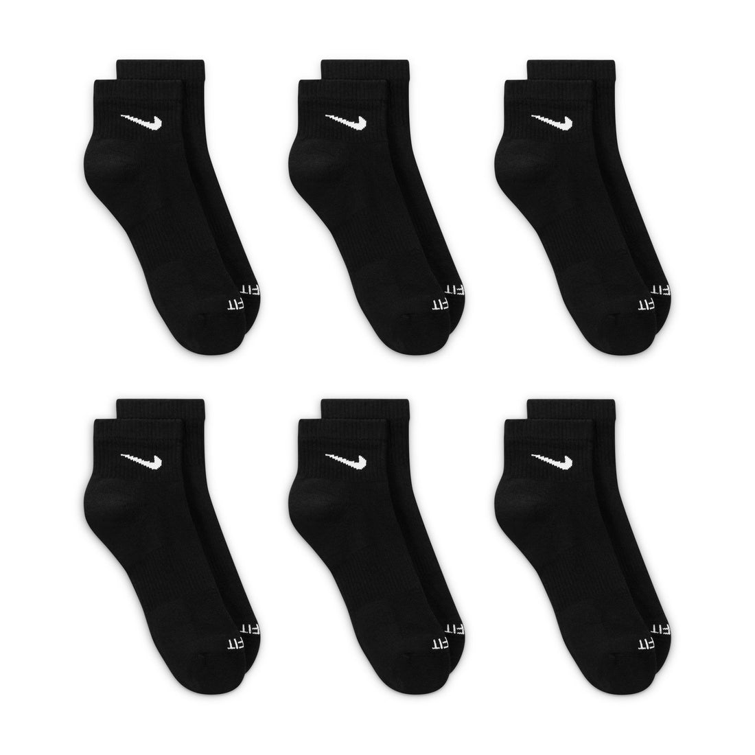 Nike Everyday Plus Cushioned Training Ankle Socks 6 Pairs (Black)
