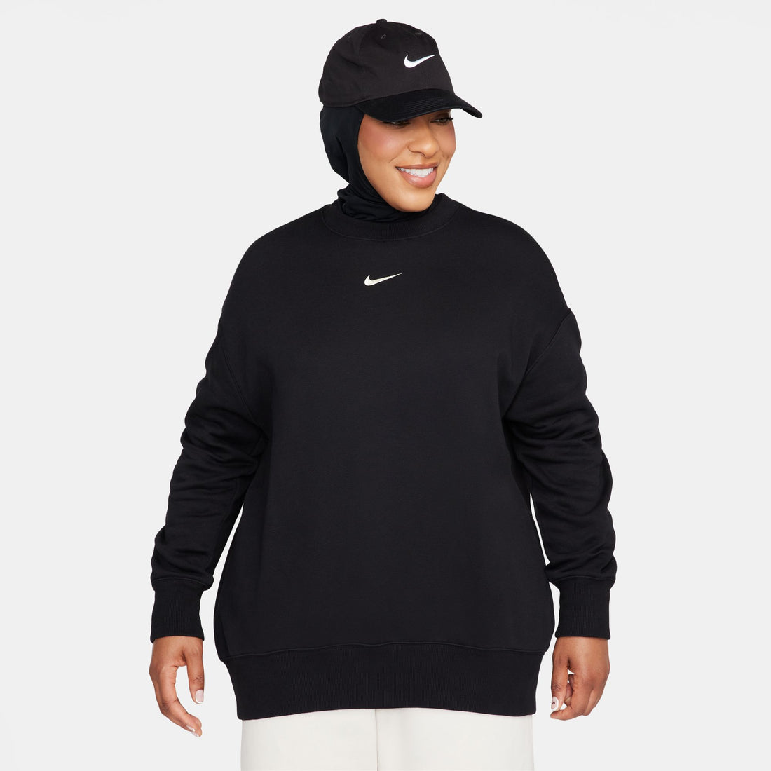 WMNS Nike Sportswear Phoenix Fleece Oversized Crewneck (Black/Sail)