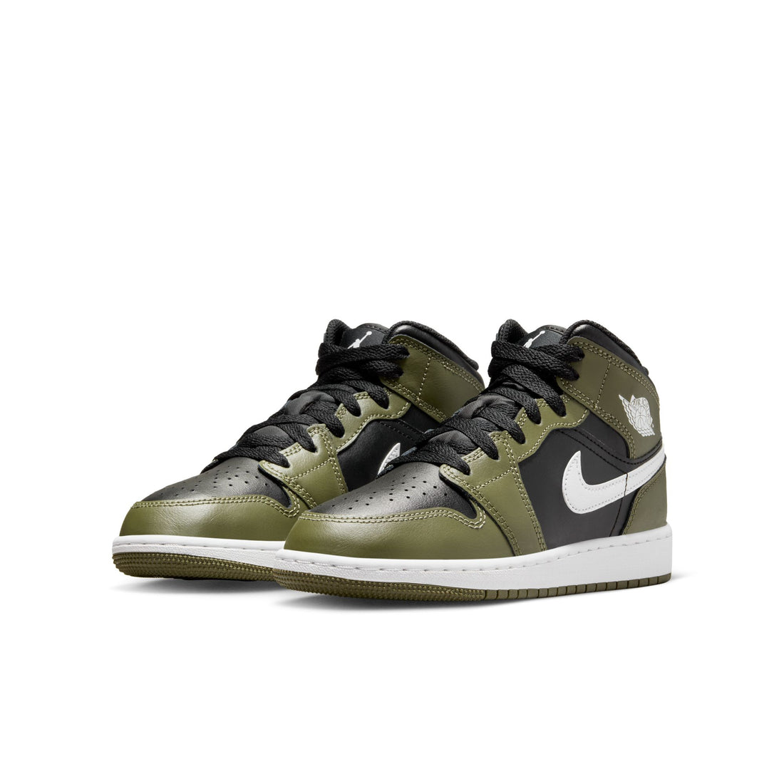 Air Jordan 1 Mid GS (Black/White/Medium Olive)