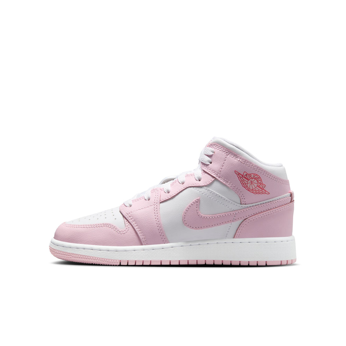 Air Jordan 1 Mid GS (Pink Foam/White/Fire Red)