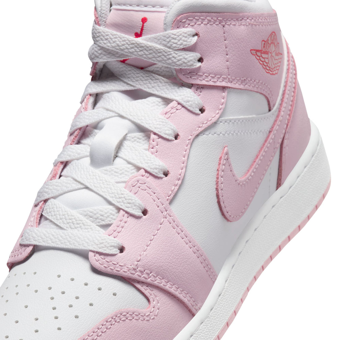 Air Jordan 1 Mid GS (Pink Foam/White/Fire Red)