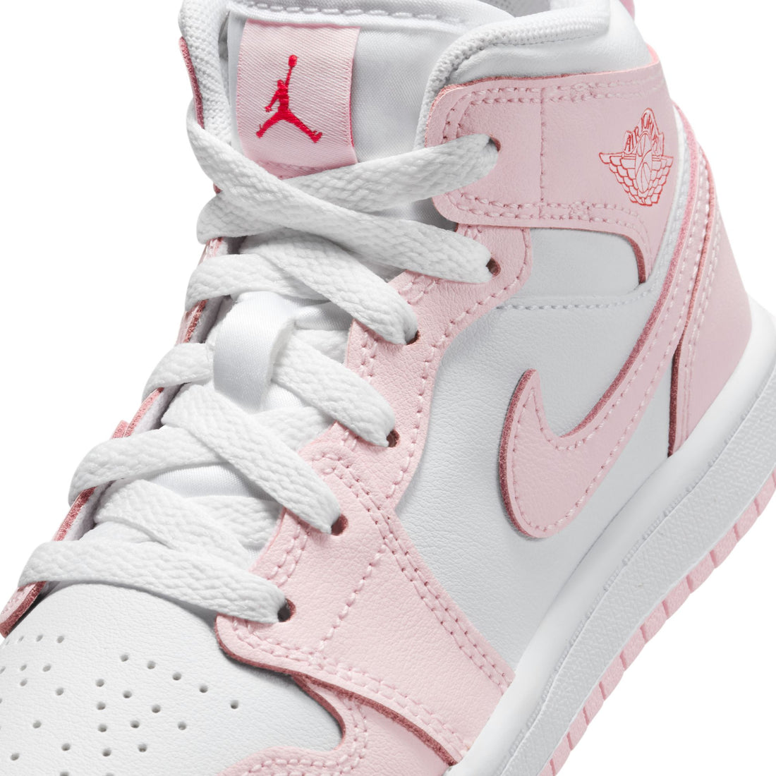 Jordan 1 Mid GS (Pink Foam/White/Fire Red)