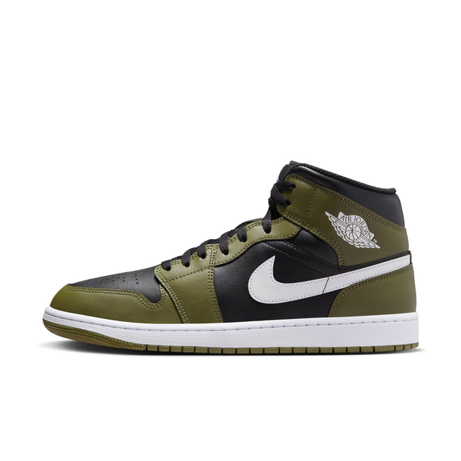 Air Jordan 1 Mid (Black/White/Medium Olive)