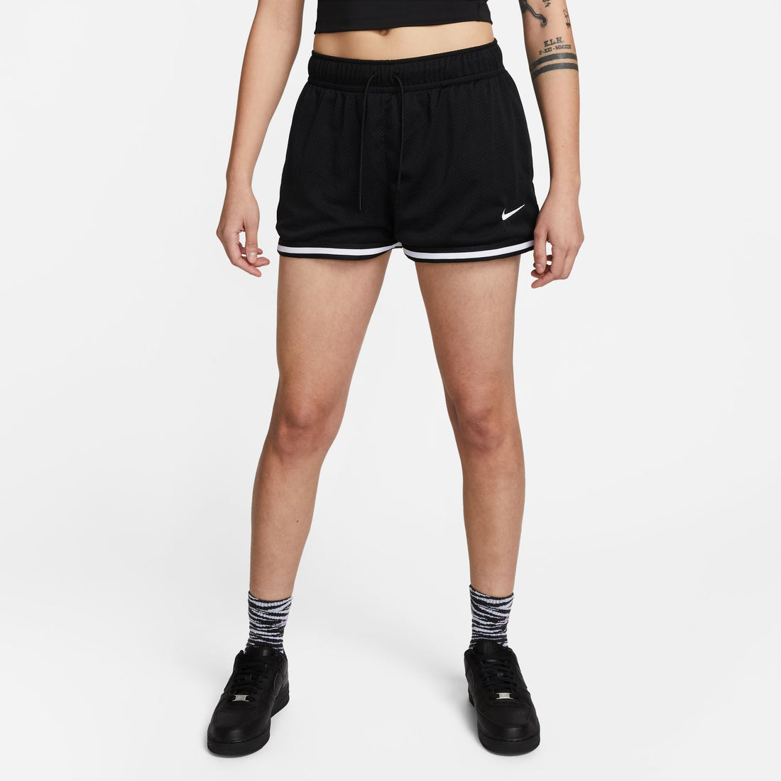 Women's Mesh Mid-Rise Shorts (Black/White)