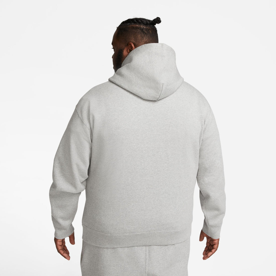 Nike Solo Swoosh Fleece Pullover Hoodie (Dark Grey/Heather White)