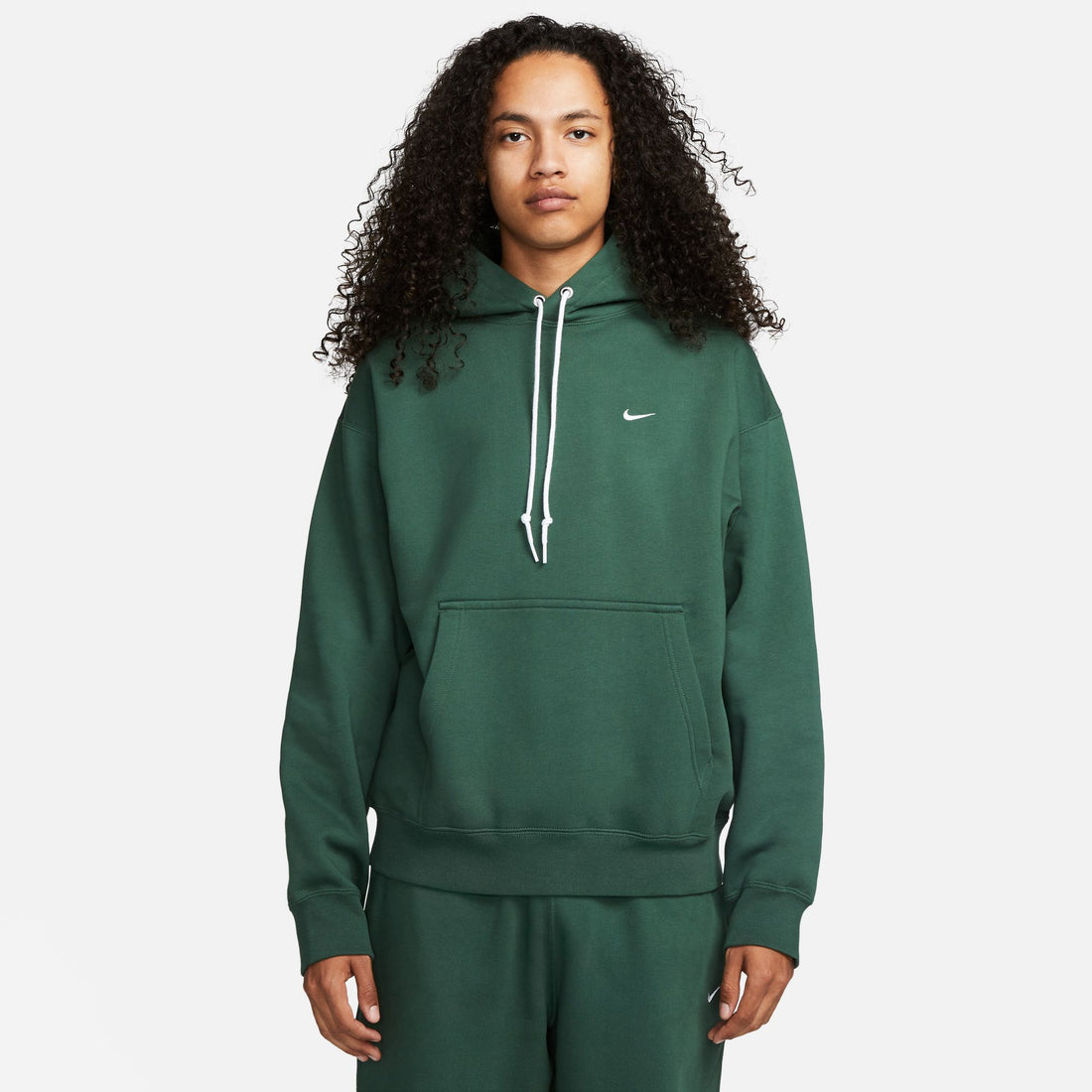 Nike Solo Swoosh Fleece Pullover Hoodie (Fir/White
