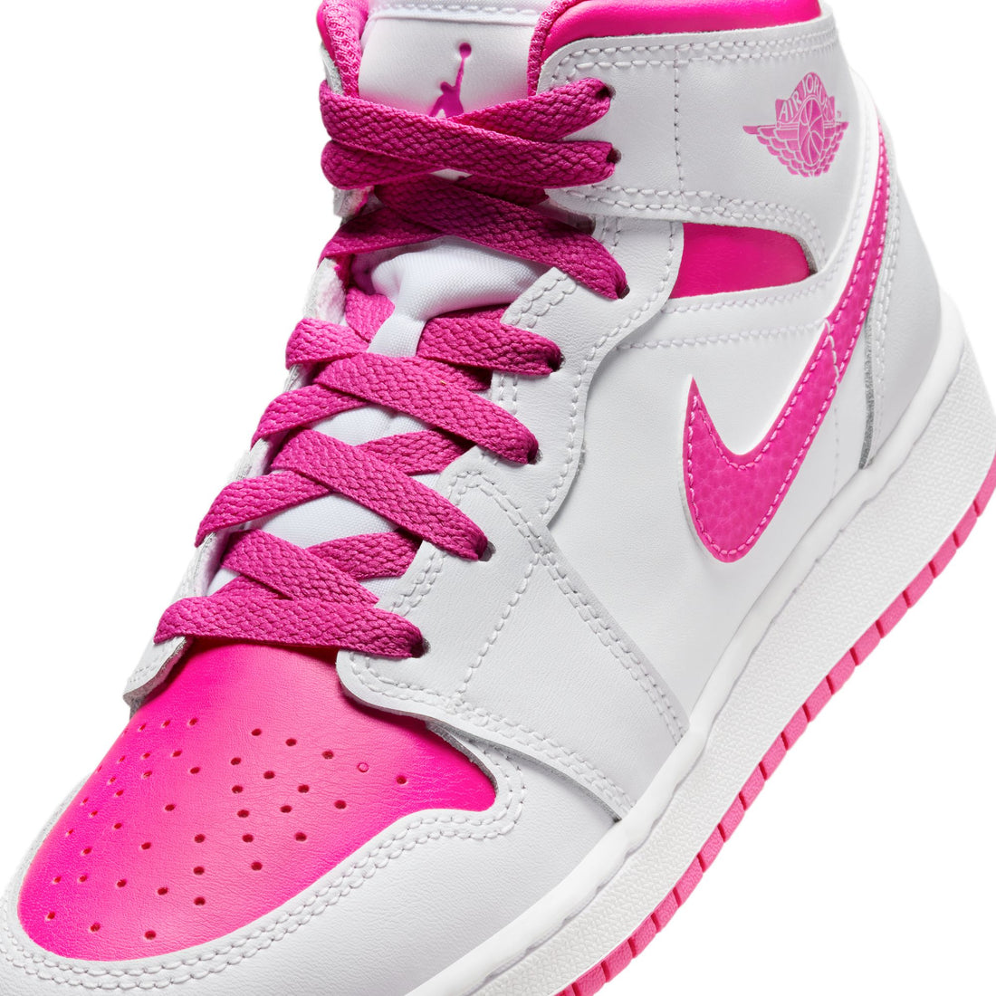 Air Jordan 1 Mid GS (Iris Whisper/Fire Pink/White)