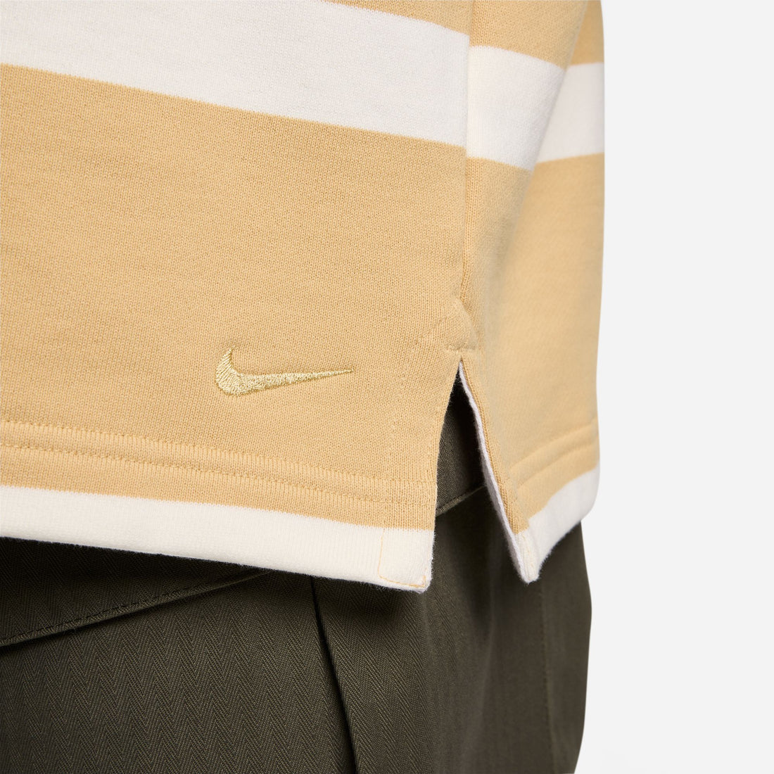 Nike Striped Heavyweight Rugby Shirt (Sesame/White)