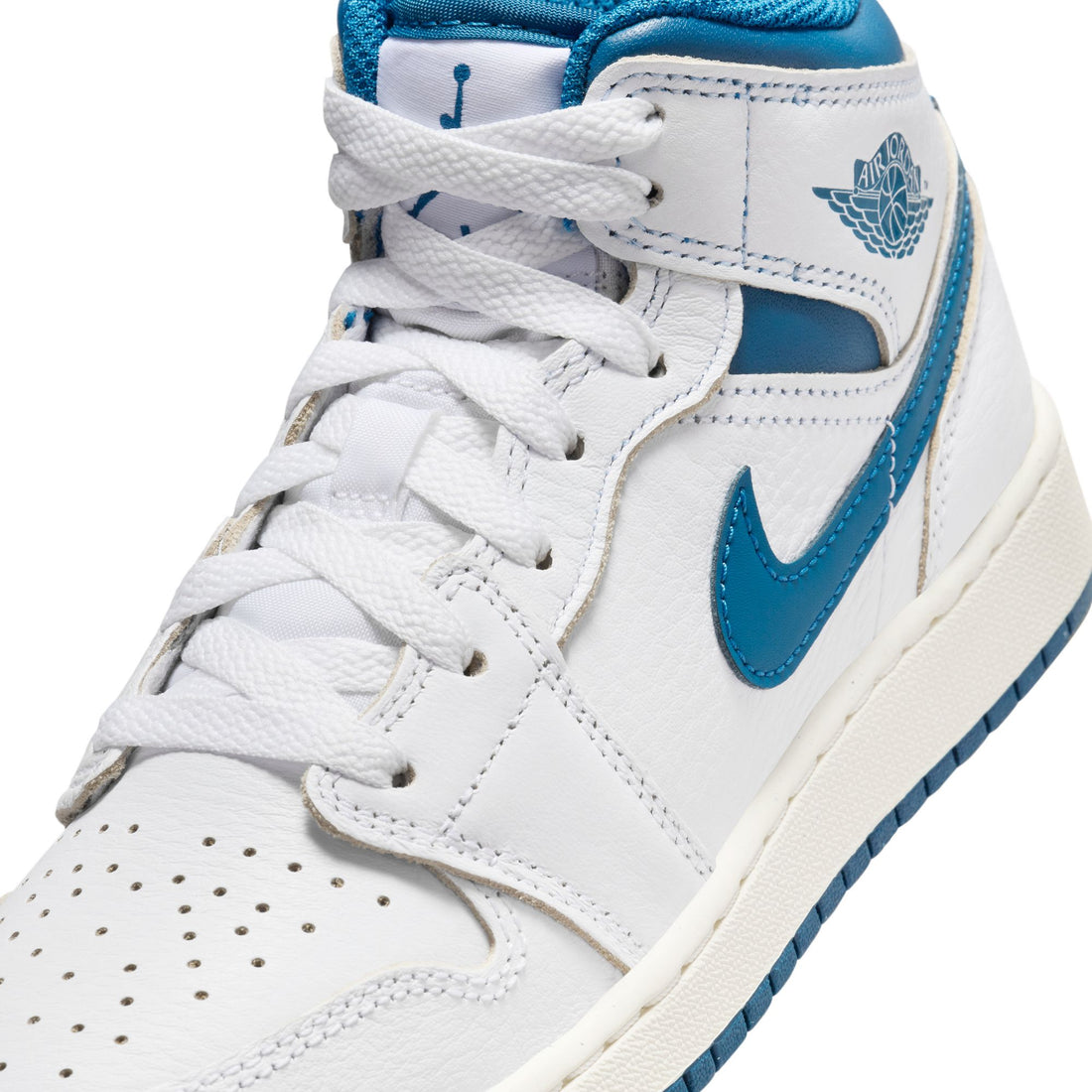 Air Jordan 1 Mid SE GS (White/Industrial Blue/Sail)