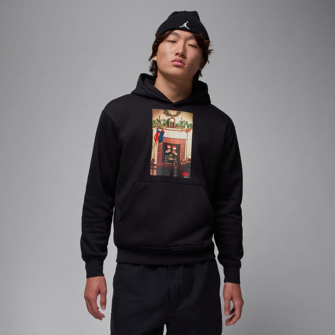 Jordan Jumpman "Chimney" Men's Fleece Pullover Hoodie (Black/Gym Red)