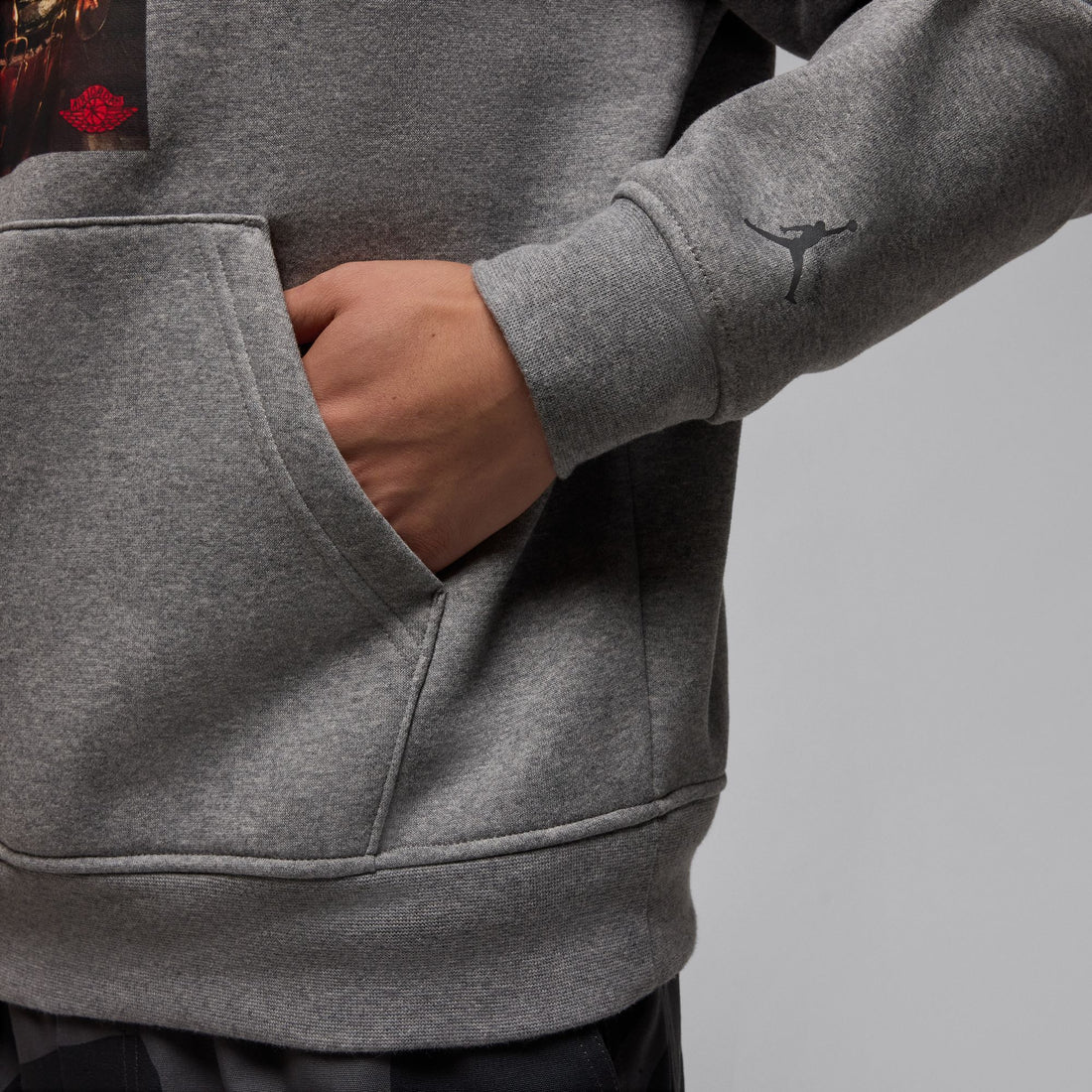 Air Jordan Jumpman Chimney Fleece Pullover Hoodie (Carbon Heather/Black)