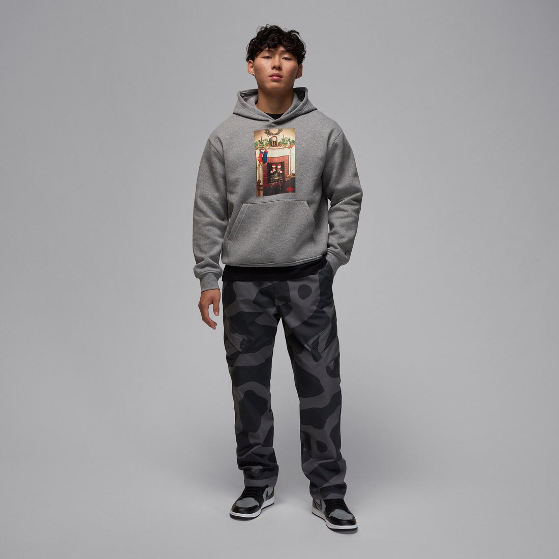 Air Jordan Jumpman Chimney Fleece Pullover Hoodie (Carbon Heather/Black)