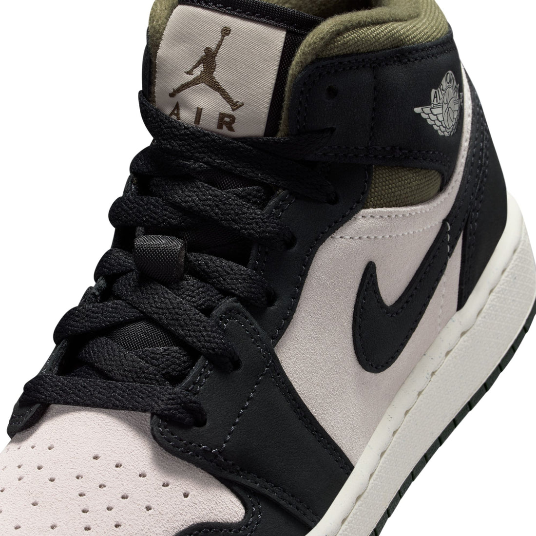 Air Jordan 1 Mid SE GS (LT Orewood Brn/Off Noir)