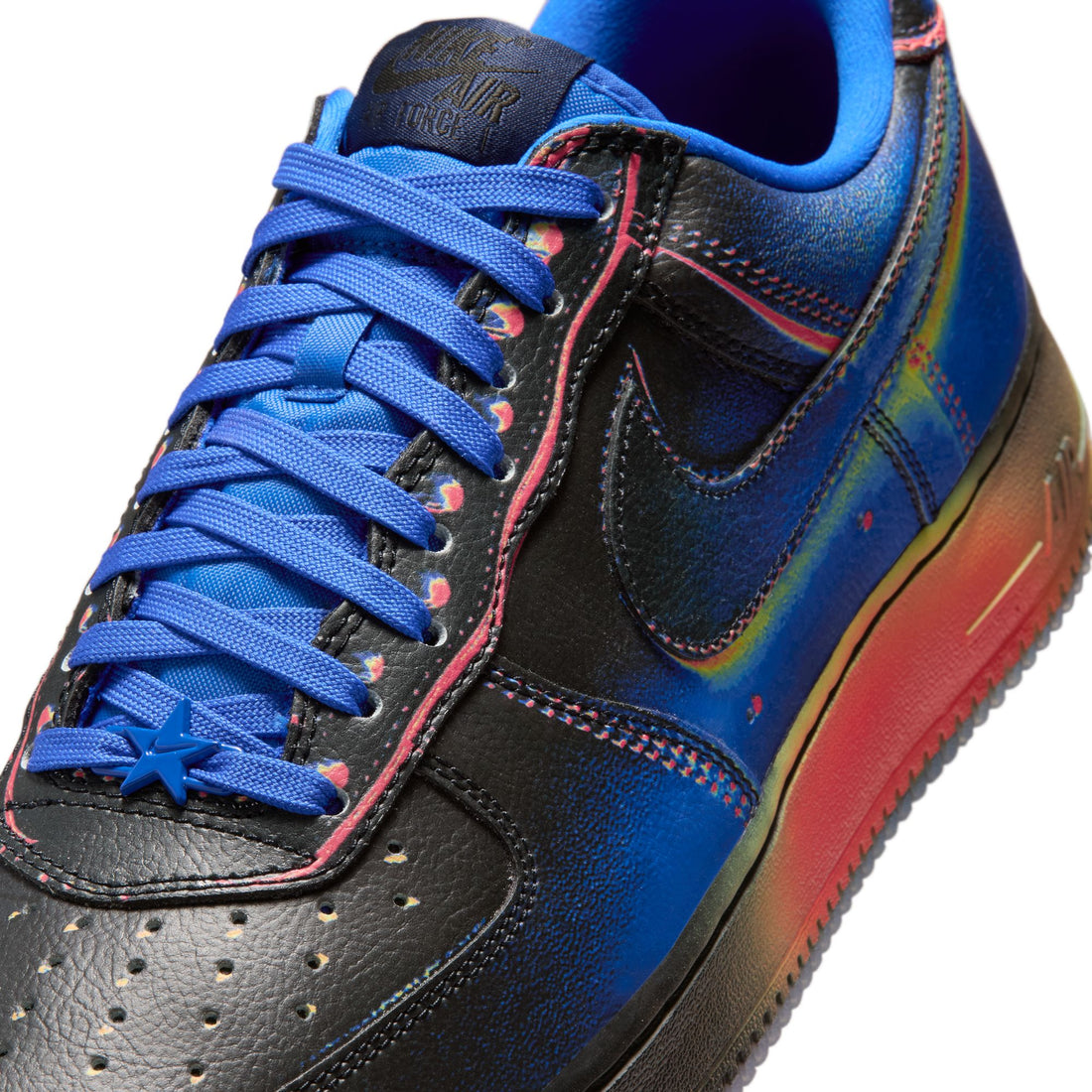 Nike Air Force 1 Low Retro (BLACK/RACER BLUE-VOLT ICE-BRIGHT CRIMSON)