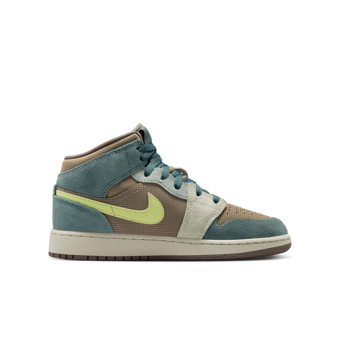 Air Jordan 1 Mid SE GS (Khaki/LT Lemon Twist/Hasta)