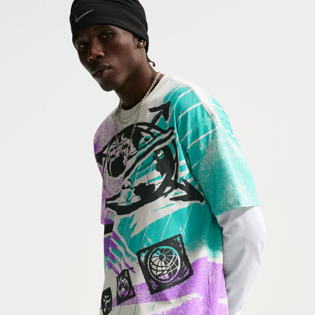 Nike "Worldwide" Sportswear T-Shirt (White/Teal/Purple)
