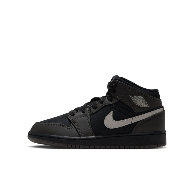 Air Jordan 1 Mid Utility GS (Black/Newsprint/Sprue Fog)