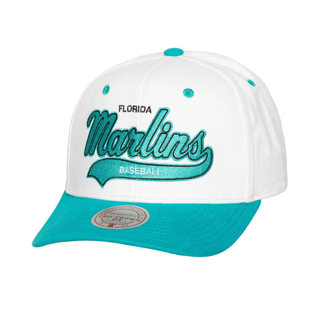 Mitchell & Ness MLB Tail Sweep Pro Snapback Coop Marlins (White)