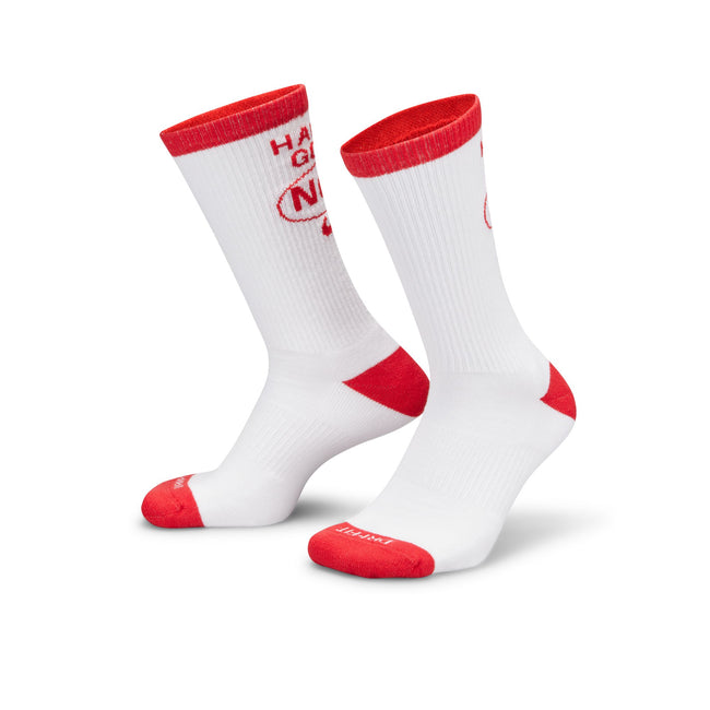 Nike Everyday Plus Cushioned Crew Socks (White/University Red)