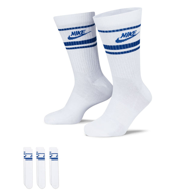 Nike Everyday Essentials Crew Socks 3 Pack (White/Game Royal/Game Royal)